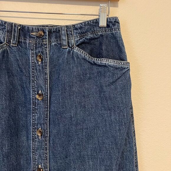 Vintage Denim 90s Streetwear Modest Classic Chic Button Down Maxi Skirt - Picture 2 of 7